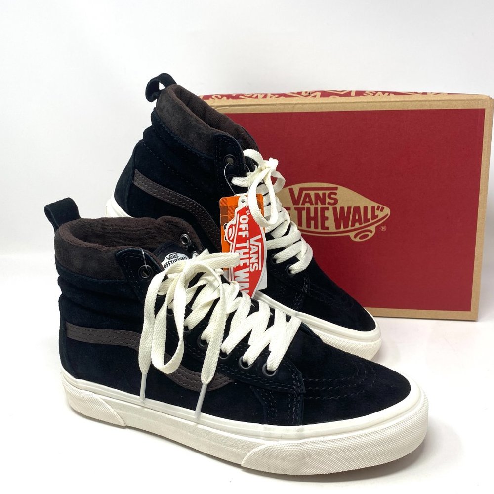 VANS Women's VN0A4BV7V3Z1 Sk8-Hi Mte Suede Black Dark Chocolate Canvas Size 7 - Picture 8 of 10